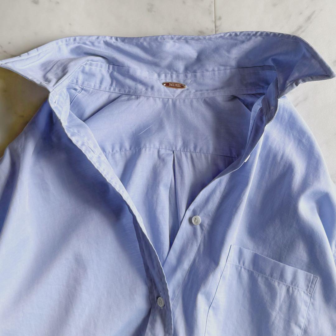 美品 ミューズ ドゥズィーエムクラス ワイヤー襟 オーバーサイズシャツ◆ブルー