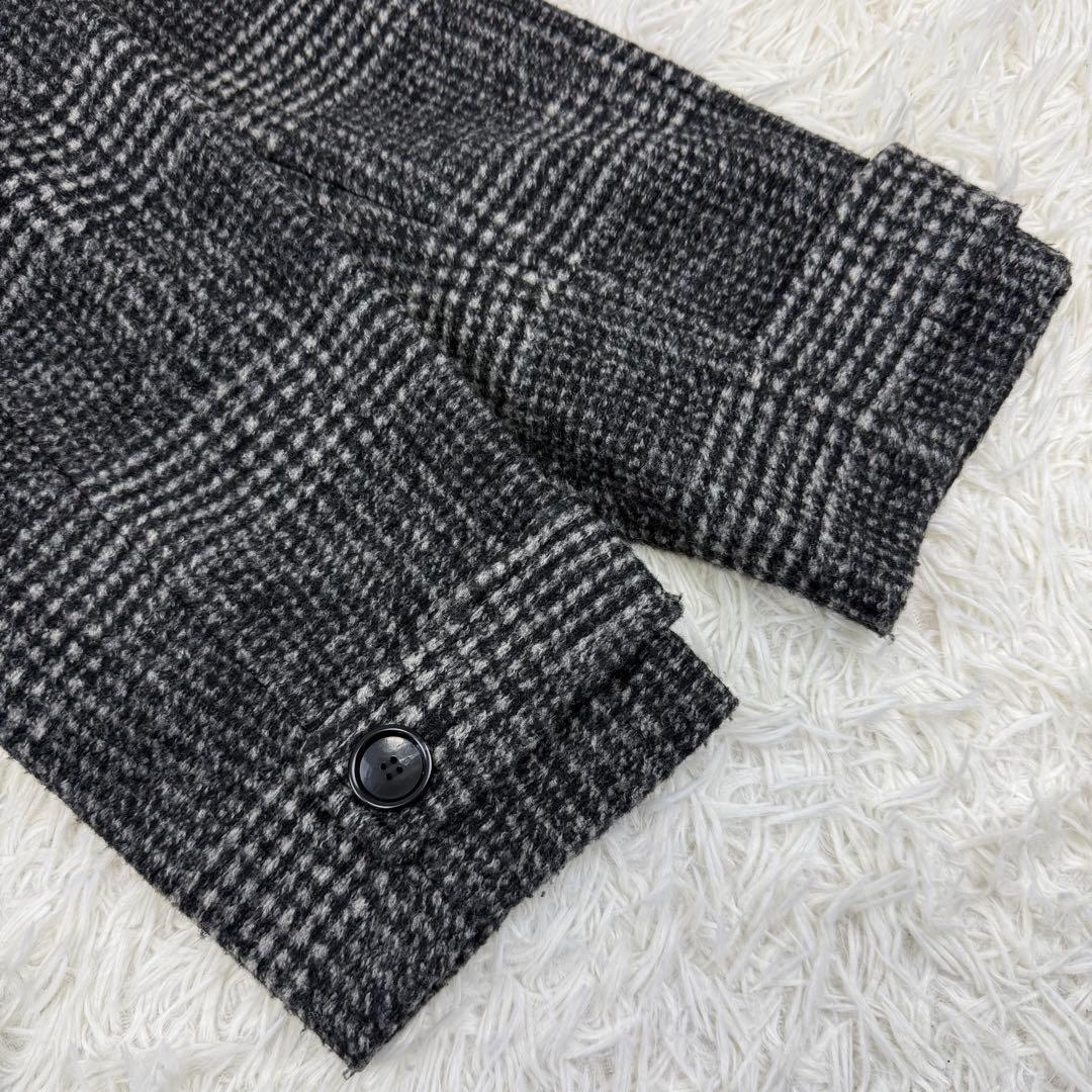 美品 24AW スピックアンドスパン Wスライバーチェックハーフコート 36