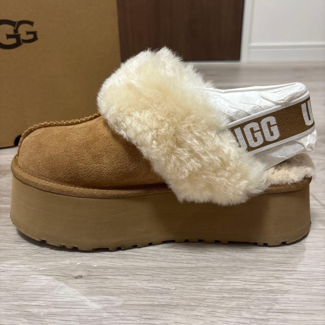 ugg ファンケット 24cm 厚底ムートン スリッポン チェスナット ブラウン