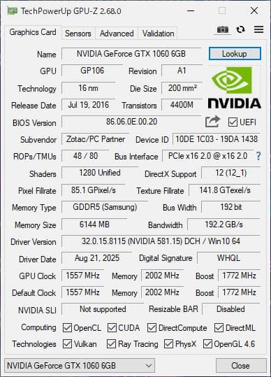 【動作確認済】ZOTAC GTX 1060 AMP! Edition 6GB
