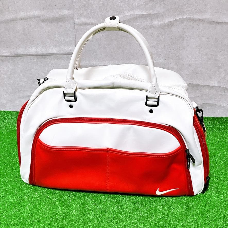 NIKE GOLF ゴルフ ボストンバッグ レッド フェイクレザー 希少 レア