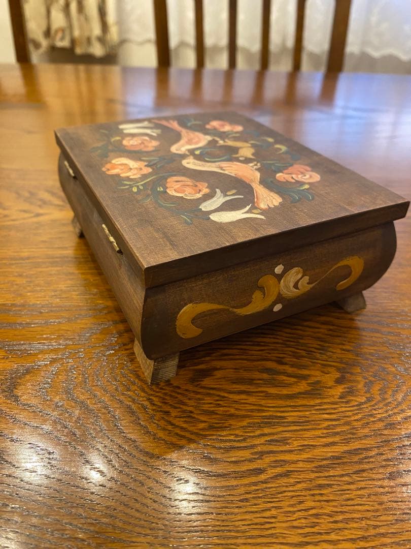 リュージュ　オーストリア製　オルゴール　アンティーク　幸せの鳥　ハンドメイド