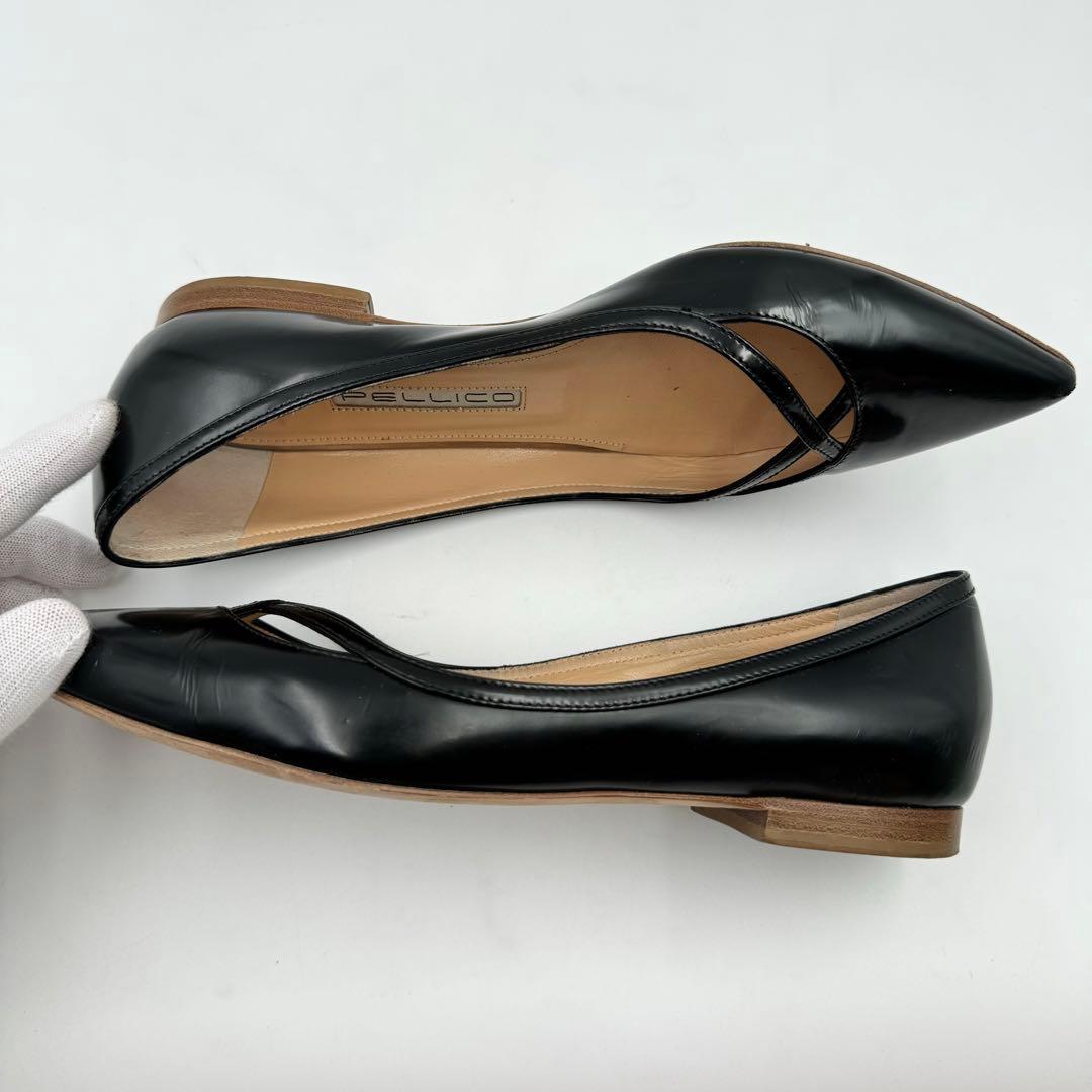PELICO パンプス　フラット　レザー　ブラック　サイズ37