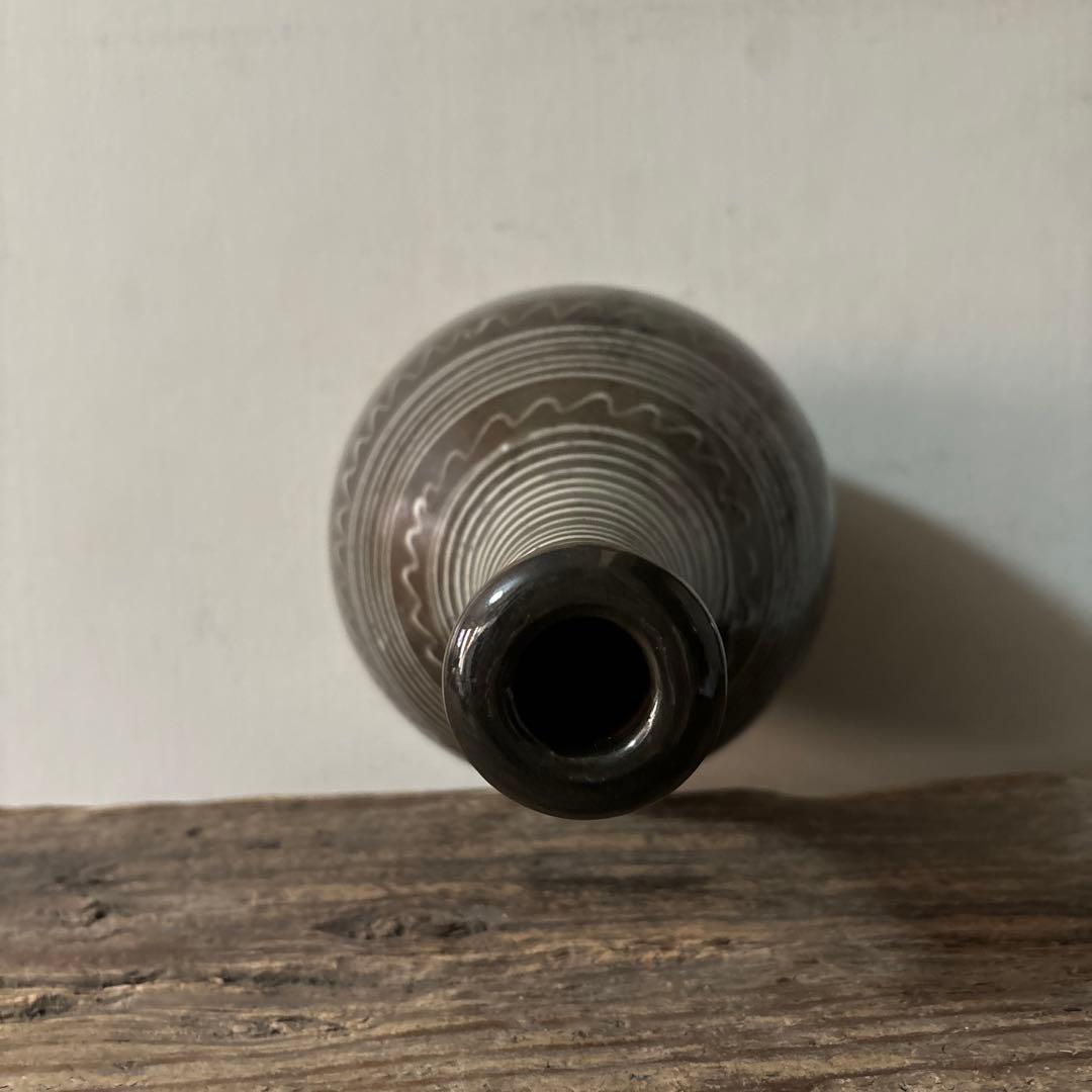 古丹波焼　えへんイッチン徳利　その② 古陶磁.アンティーク.花入.筒描　検:李朝