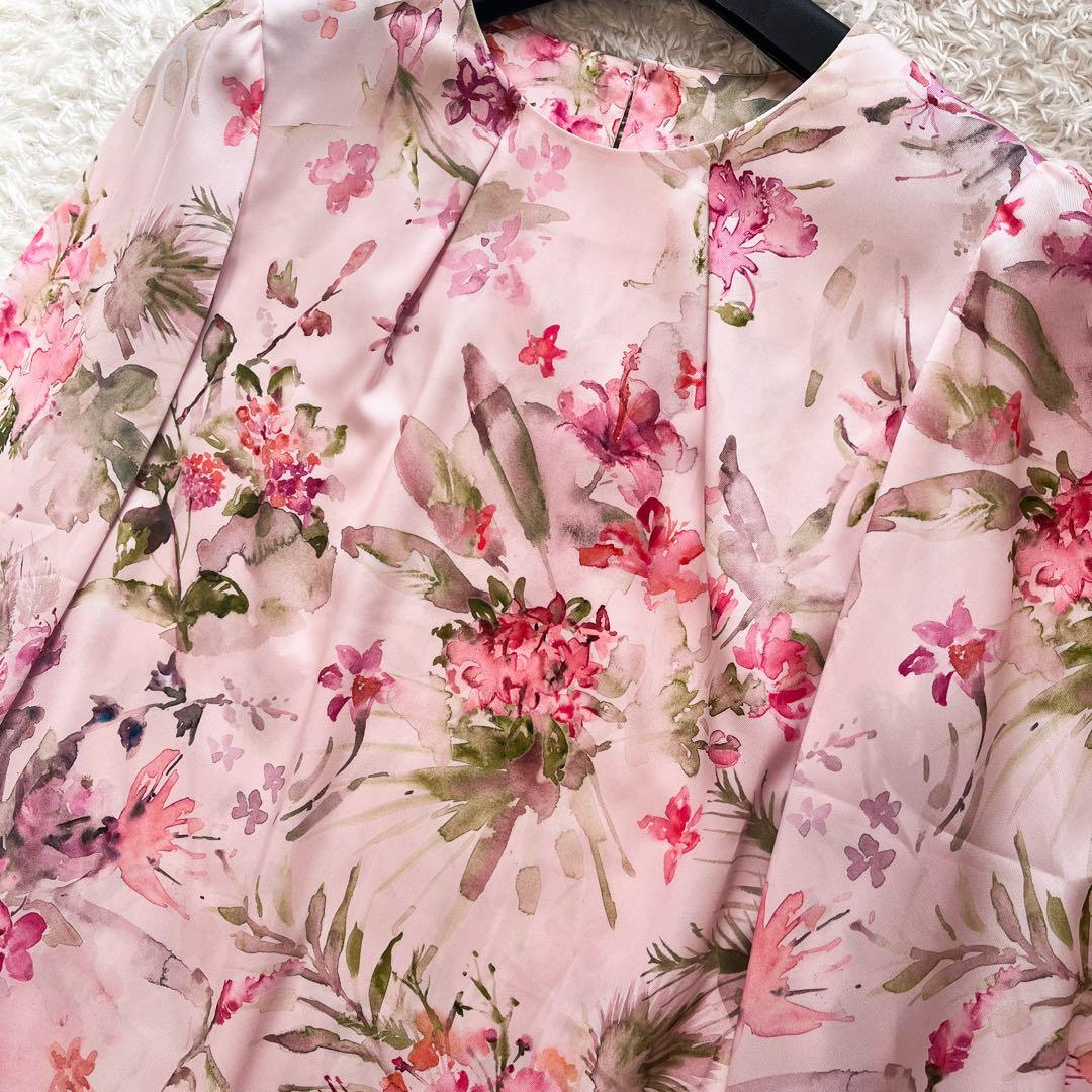 ルルウィルビー　RATTI ソフトフラワープリントブラウス　水彩　ピンク