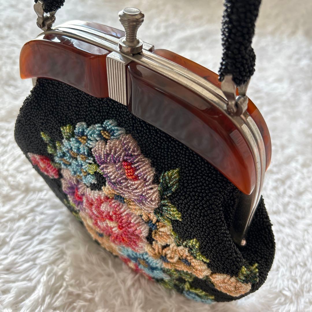花柄　総ビーズ刺繍 和装用バッグ　ヴィンテージ