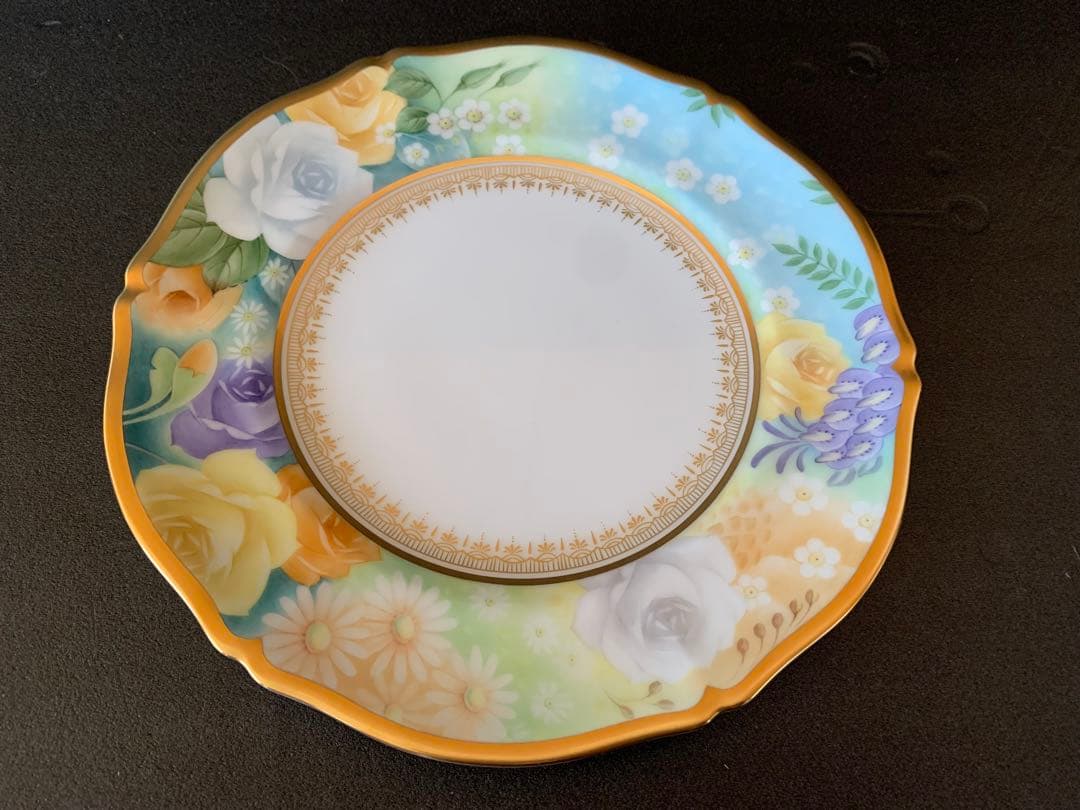 希少品　大倉陶園　花園　プレミアムブルー　ケーキ皿　6枚セット