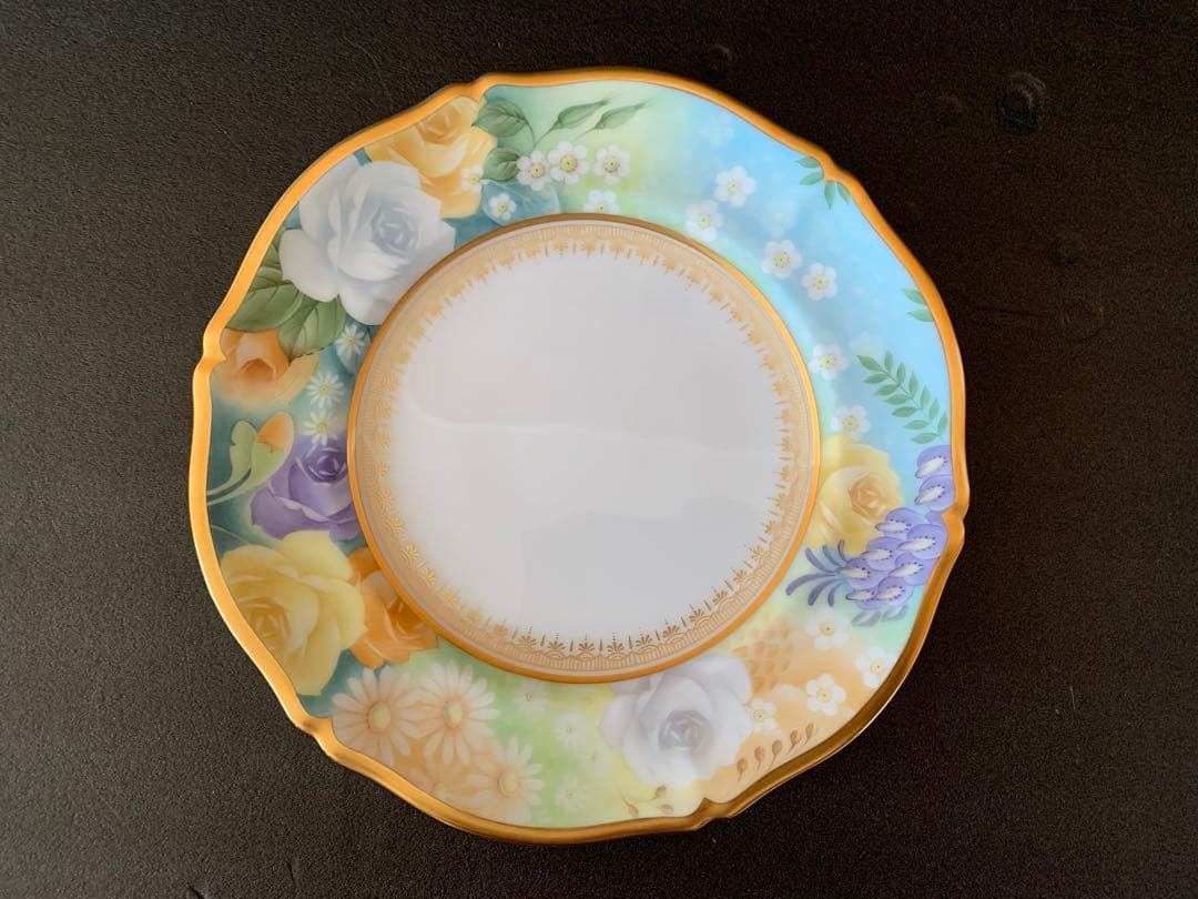 希少品　大倉陶園　花園　プレミアムブルー　ケーキ皿　6枚セット