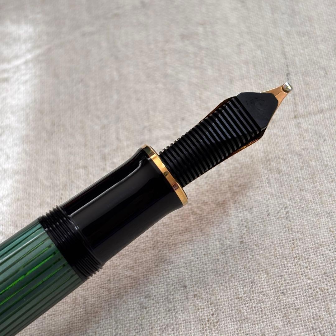 旧型緑縞ペリカンM1000万年筆3Bペン先pf刻印入り pelikan
