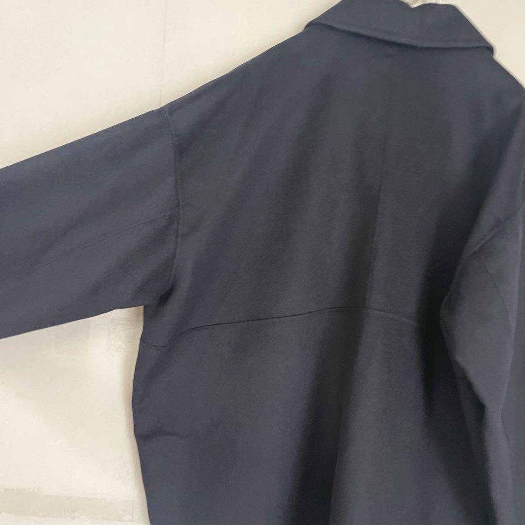 【美品】かぐれ　kagure ウールステンカラーショートコート　ネイビー