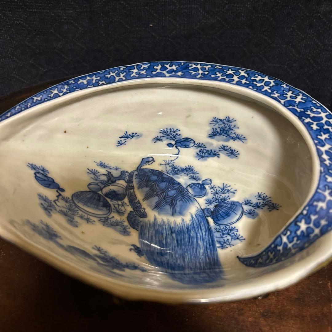 珍品古伊万里（平戸焼、湖東焼？）　あわび型の変形皿　無傷　本物保証