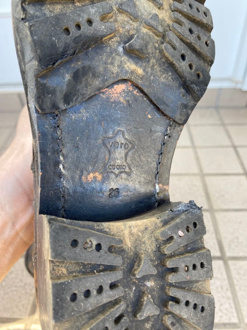 i、汚し加工本革サイドジップレースアップミリタリーブーツ26〜27センチ？