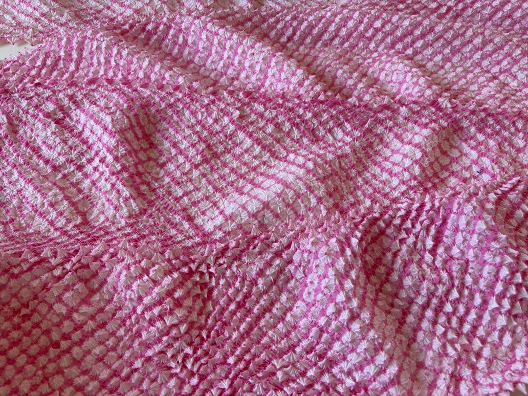 有松絞り　反物　レア色　ピンク