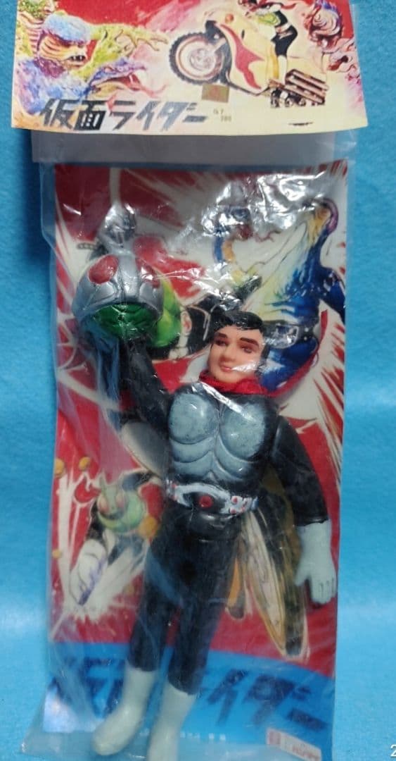 昭和レトロ当時物 旧バンダイ 仮面ライダー 面取れマスク取れ カスタムソフビミニ