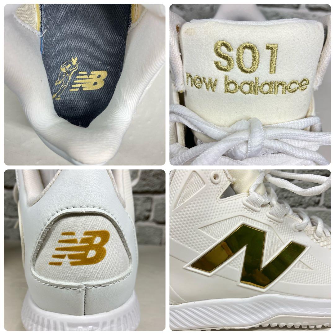 【試着程度】new balance 野球トレーニングシューズ スニーカー 金ロゴ