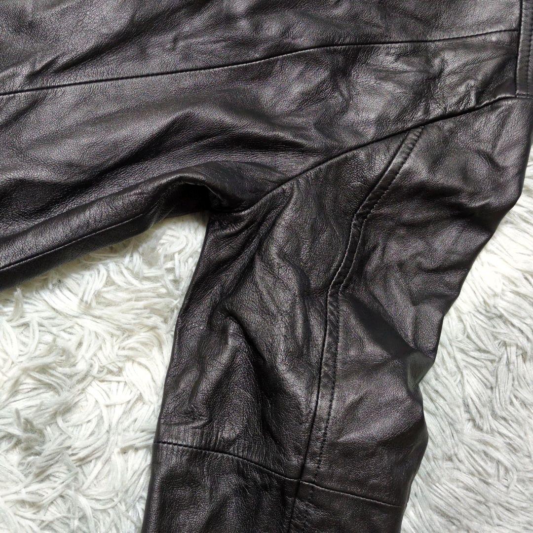 【UNTITLED】ラムレザー ノーカラージャケット☆羊革☆XLサイズ相当
