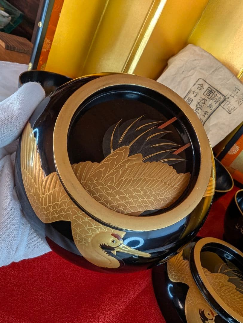 「こちらは専用出品です」明治時代 輪島塗 金蒔絵 椀 4客