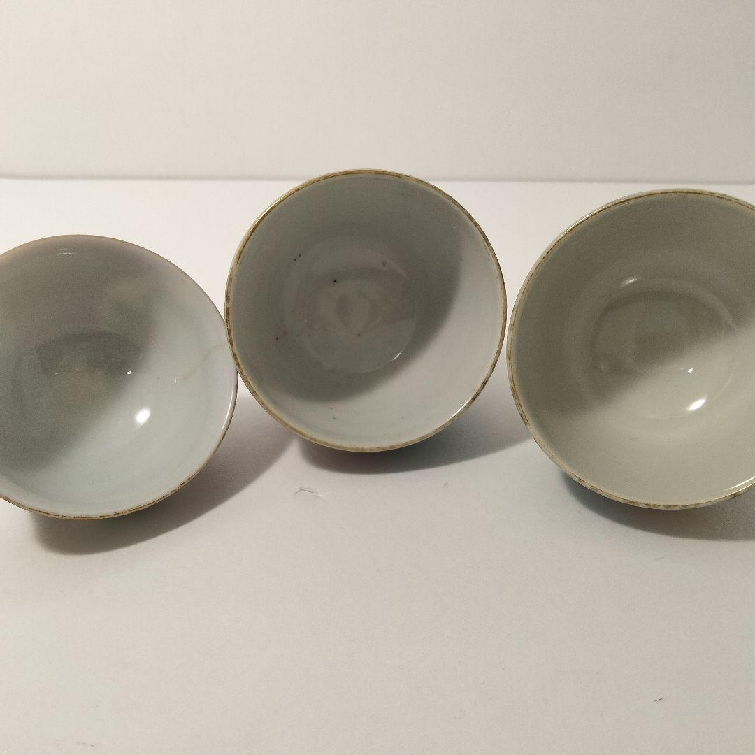 S146-2 中国古美術 清代 十錦手 煎茶碗 茶碗 6客 在銘 中国古玩 唐物