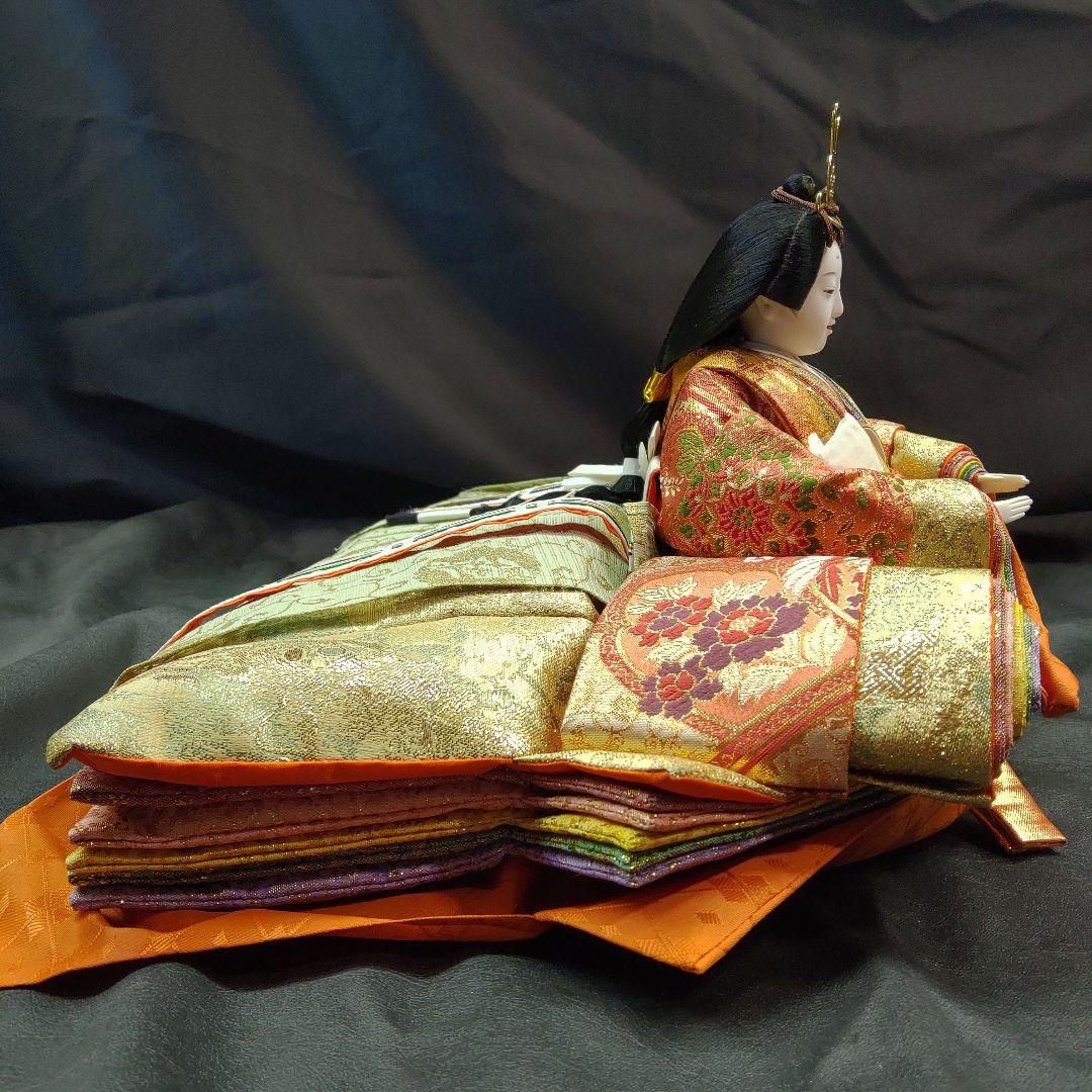 雛人形 京雛新王 平安 光寛作 特上七番 本帯地 正絹着物 未使用品