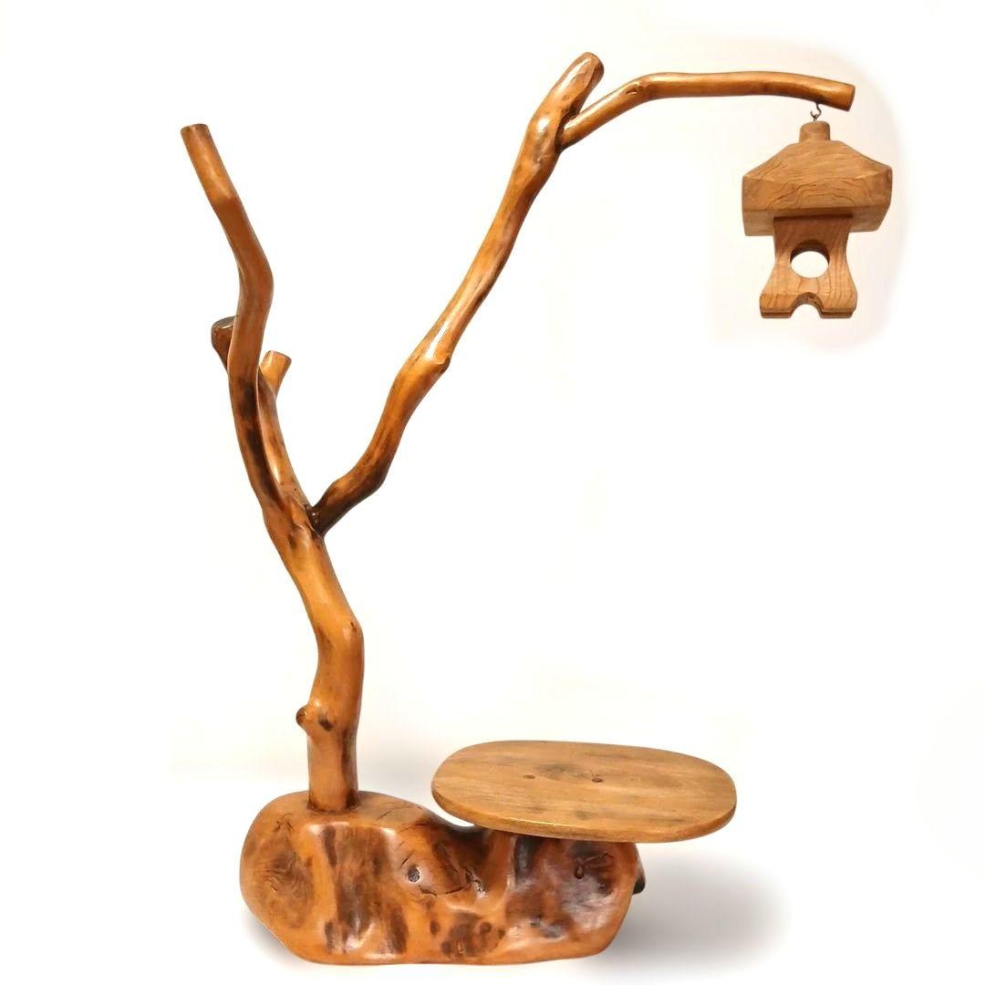 天然木 灯籠 花台 飾り台 盆栽台 置物 バードアスレチック インテリア 工芸品