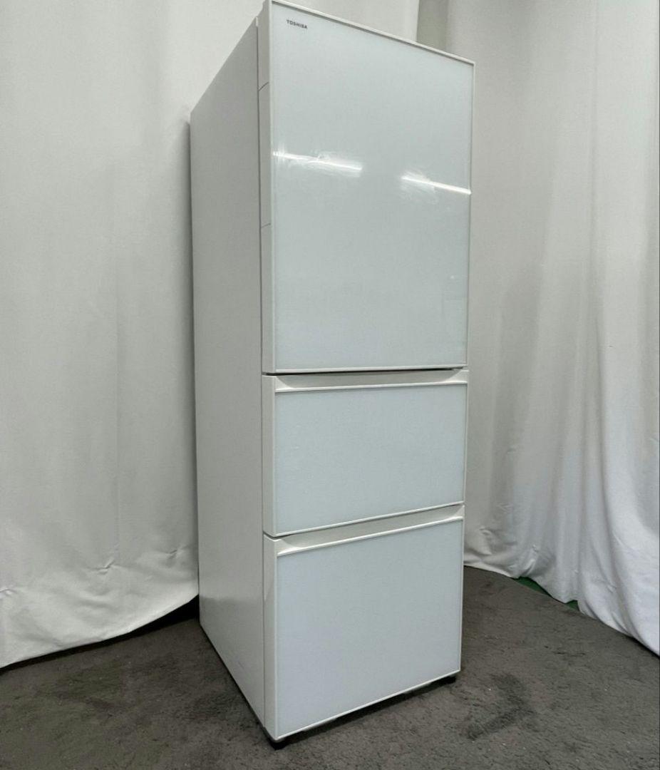 冷蔵庫　大型　設置無料　363ℓ　自動製氷　安い　ガラスパネル　白　綺麗