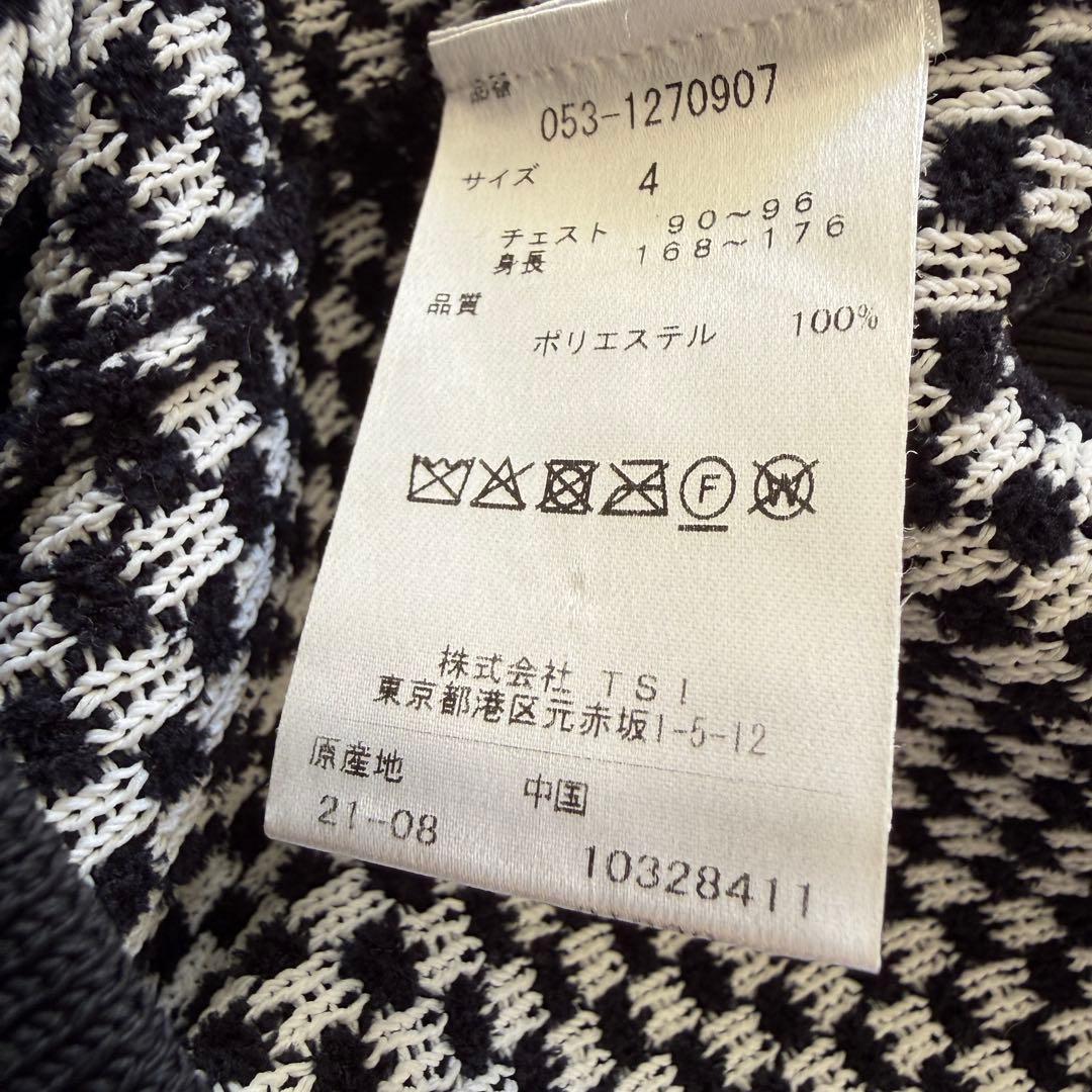 パーリーゲイツ　ニット　パーカー　M〜L相当　白　黒　チェック　総柄　4