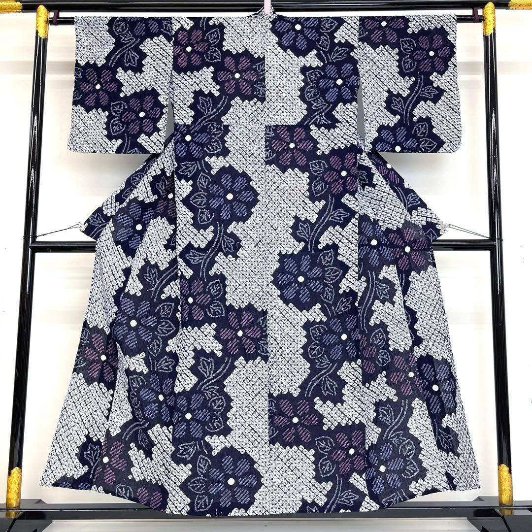 らんまゆです❣️ 【着物と帯 時流】Y25670◆本場有松鳴海絞り 浴衣◆