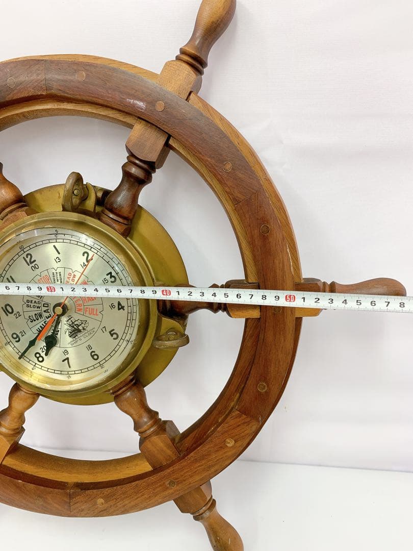 2SAM28 舵 掛け時計 アンティーク 舵輪デザイン 置時計 木製 真鍮
