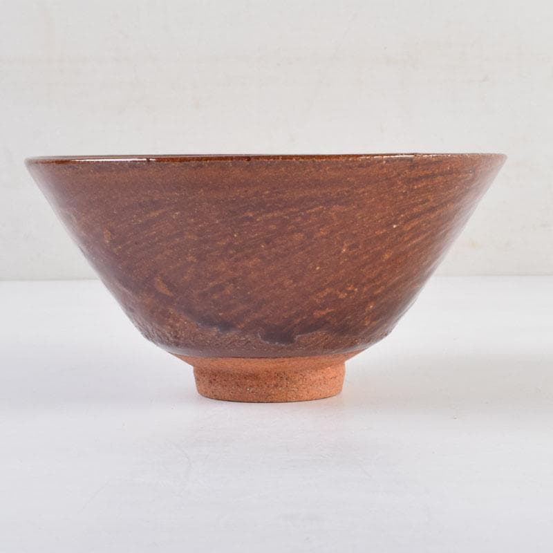 茶道具　大樋焼　大樋長左衛門　大樋年雄作　飴釉　茶碗　共布共箱　V　9136