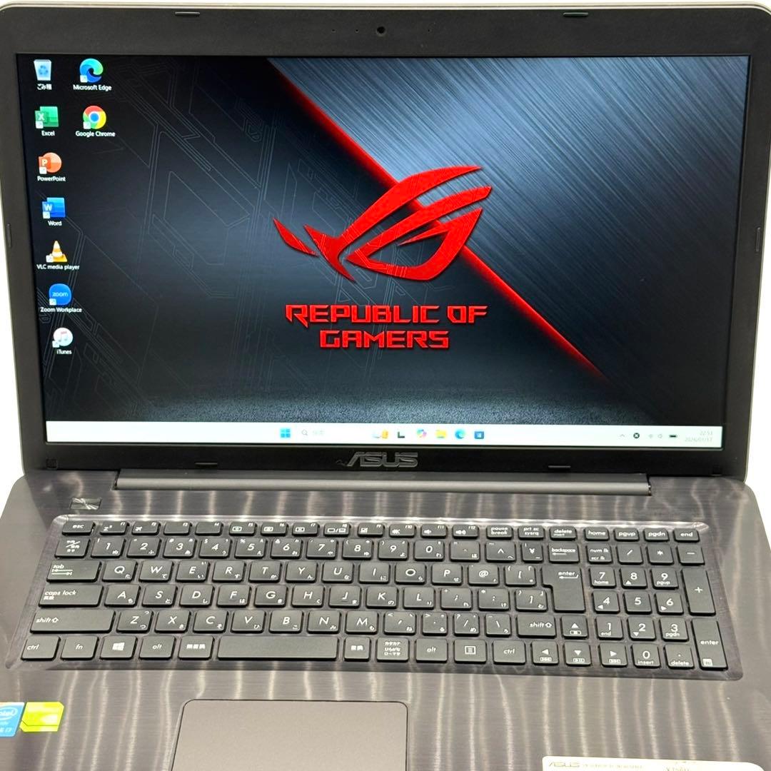 ASUSノートパソコン i7搭載 8GB 新品SSD256 17.3型 GPU有