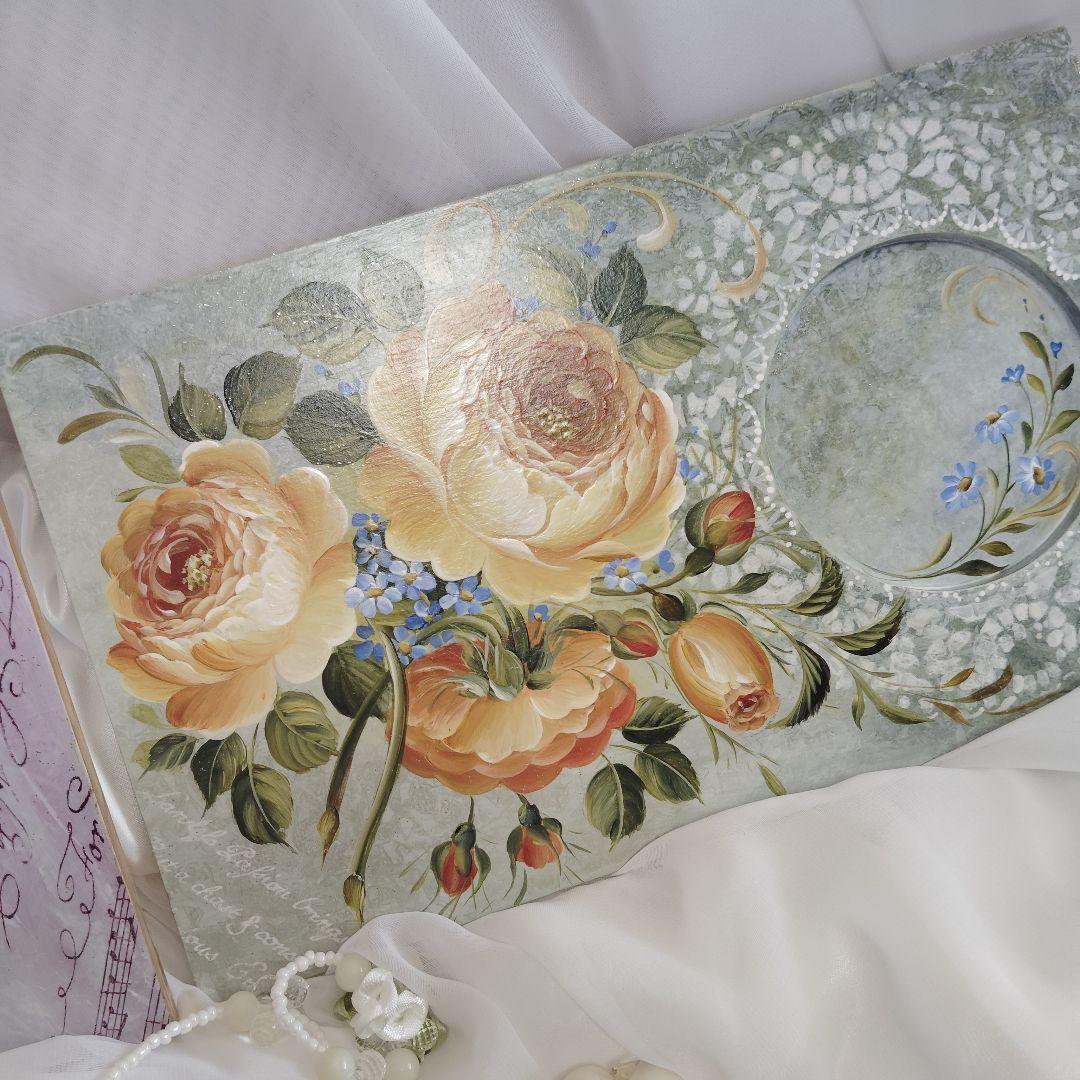 キティママ様♥トールペイント薔薇コースタートレイ2点