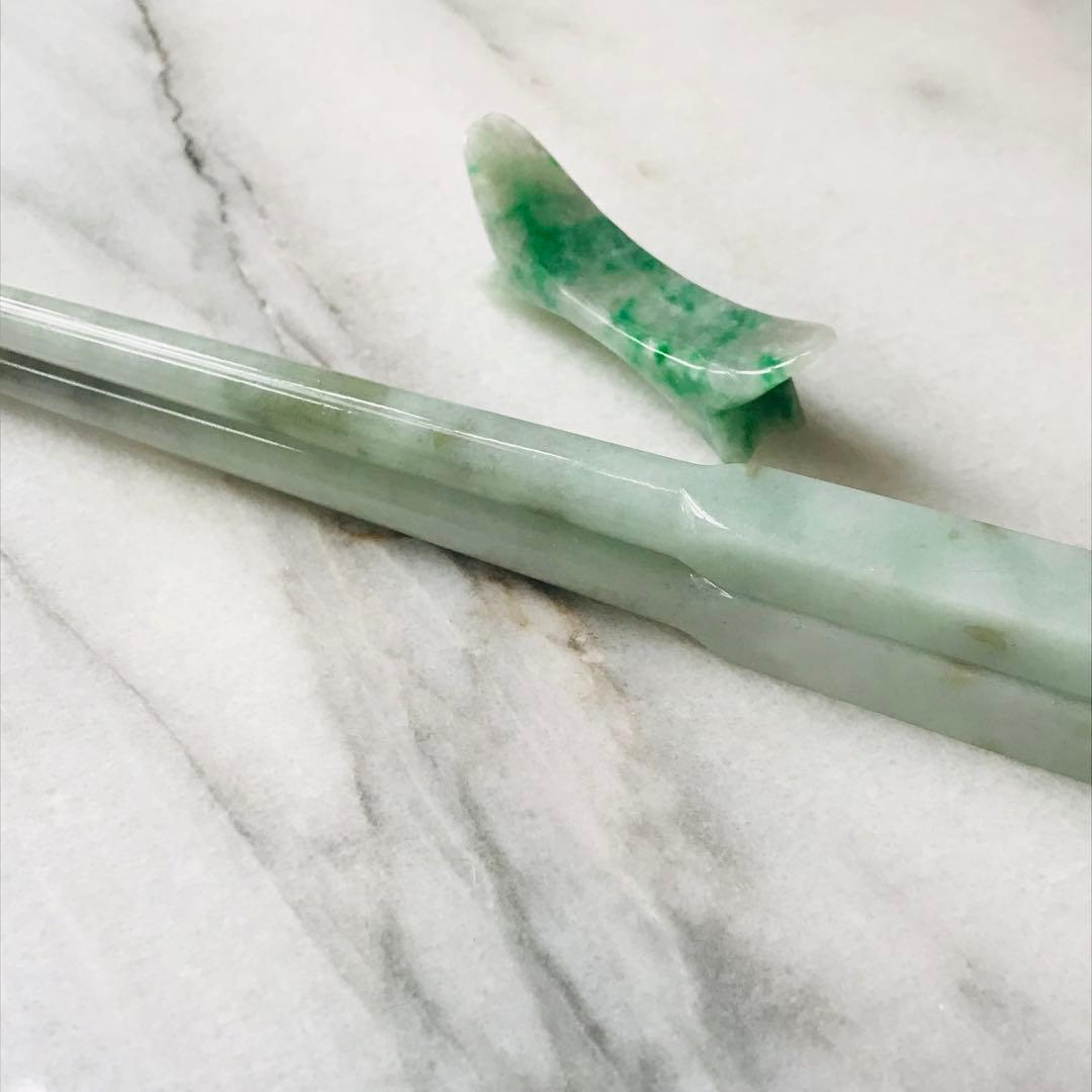 【O1190-001】翡翠　ミャンマー産　一点もの　インテリア　お箸　箸立て