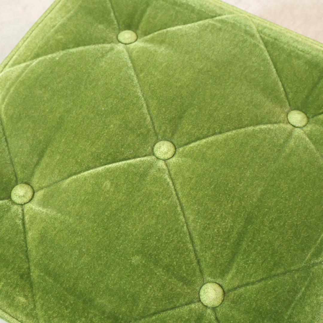 Karimoku60 モケットグリーン オットマン スツール レトロモダン