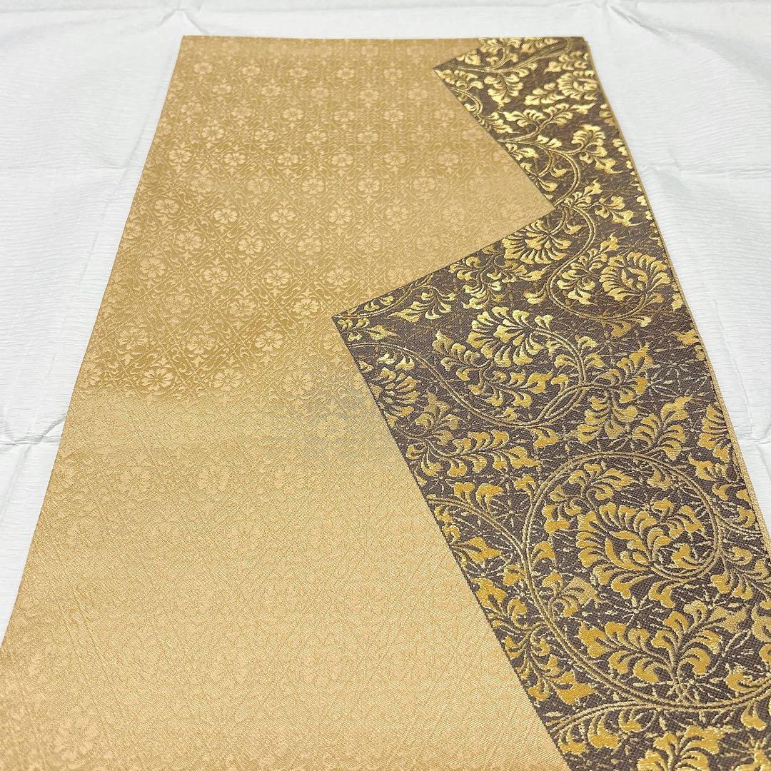 梅垣織物　袋帯　松皮取唐花文　西陣織　正絹　金糸　逸品