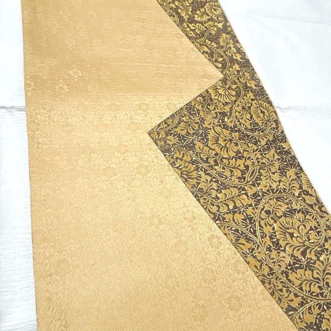 梅垣織物　袋帯　松皮取唐花文　西陣織　正絹　金糸　逸品