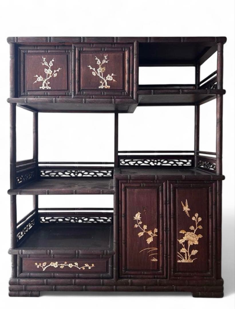 アンティーク　飾り棚　蒔絵　螺鈿