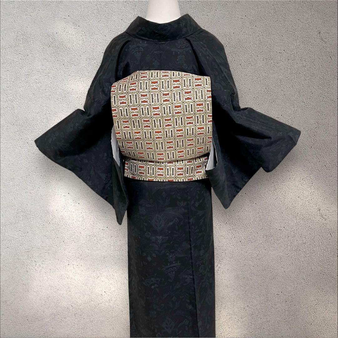 so271 洗える着物 大島紬風 小紋フルセット 身丈155裄丈64.5