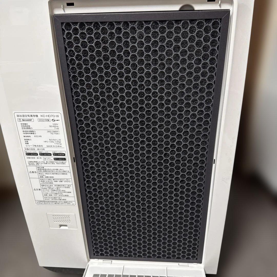 超美品　SHARP 2021年製 除加湿空気清浄機 KC-HD70-W