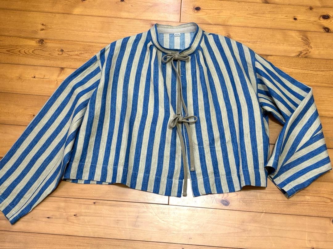 45R インドリネンのミリタリーボレロ　カーディガン　羽織り　完売品