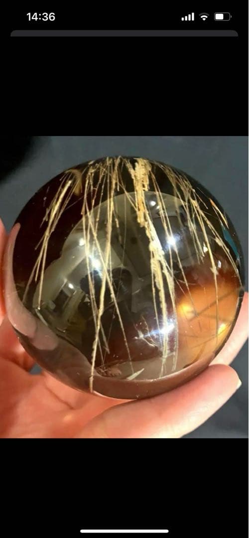 超大玉　64mm 371g ゴールドルチルクォーツ　スフィア　金針水晶