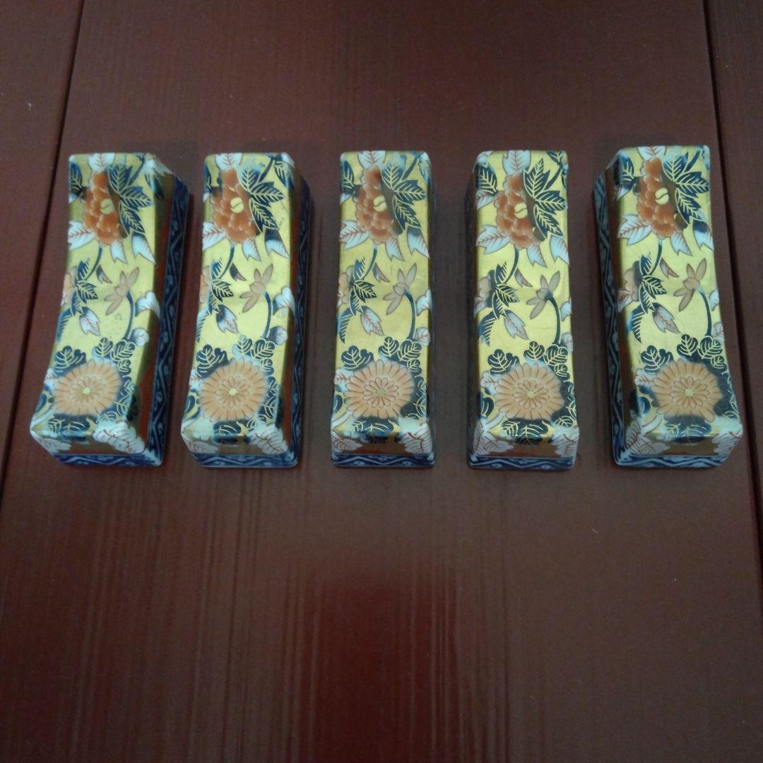 其泉窯　極錦金彩古伊万里　箸置　5客　新品未使用