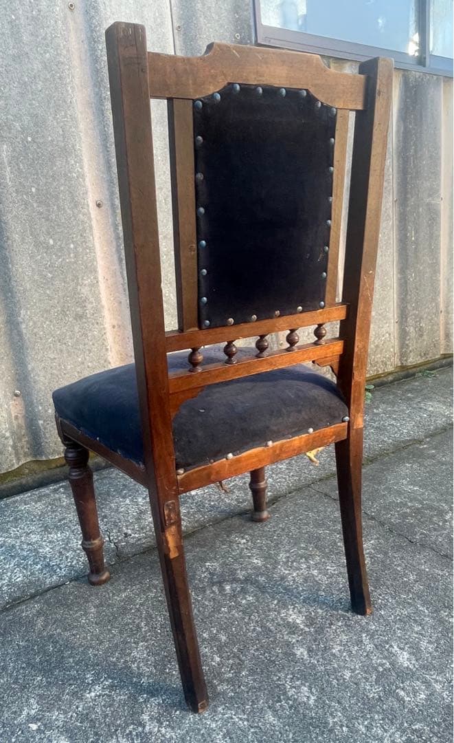 アンティーク/英国/イギリス製/サロンチェア/ダイニングチェア/椅子/ベロア