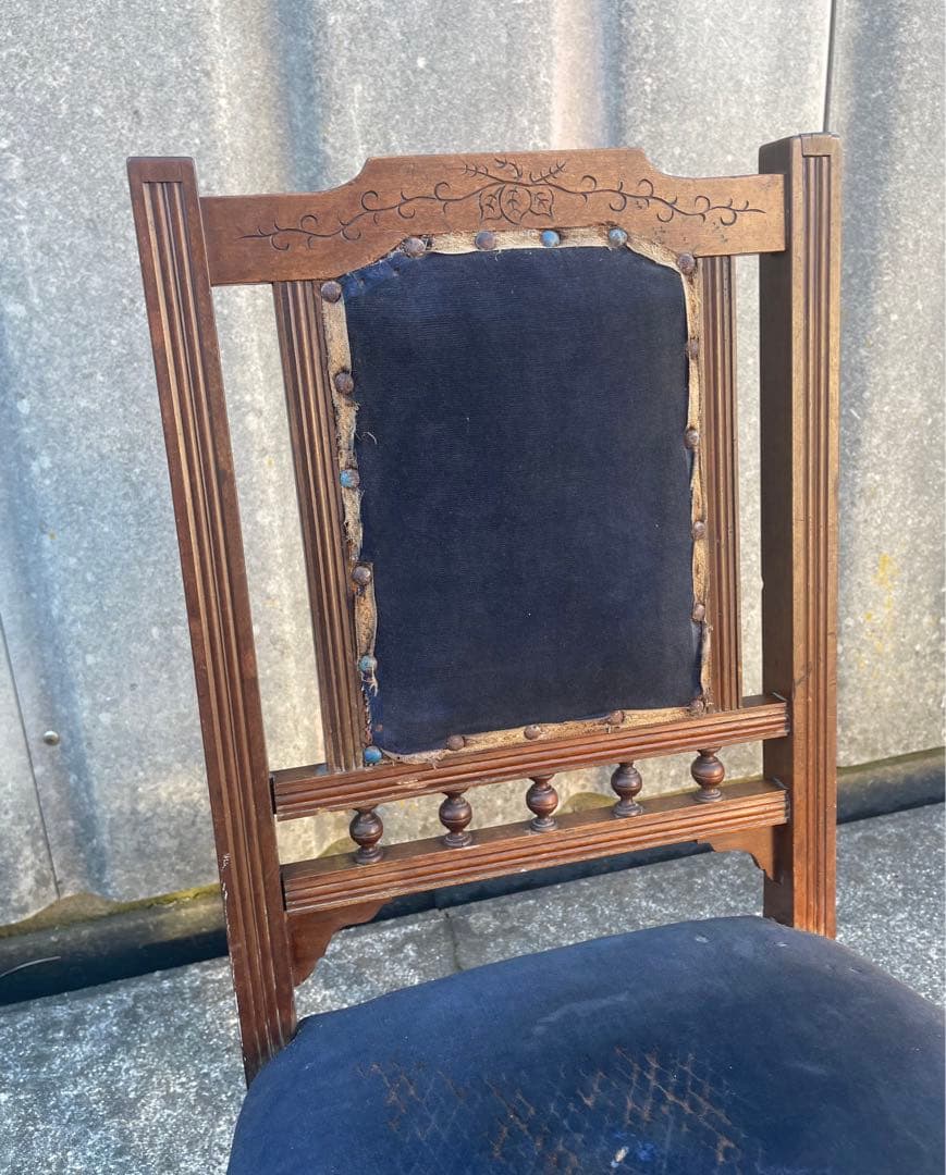 アンティーク/英国/イギリス製/サロンチェア/ダイニングチェア/椅子/ベロア