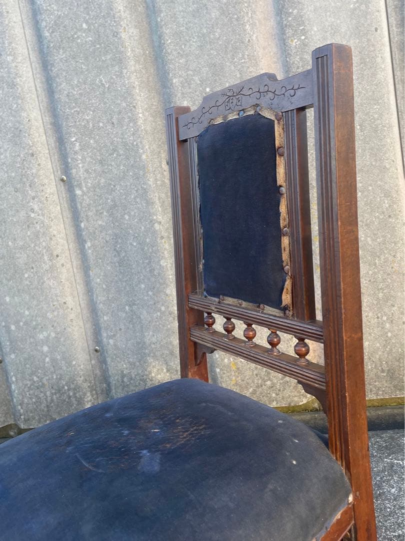 アンティーク/英国/イギリス製/サロンチェア/ダイニングチェア/椅子/ベロア