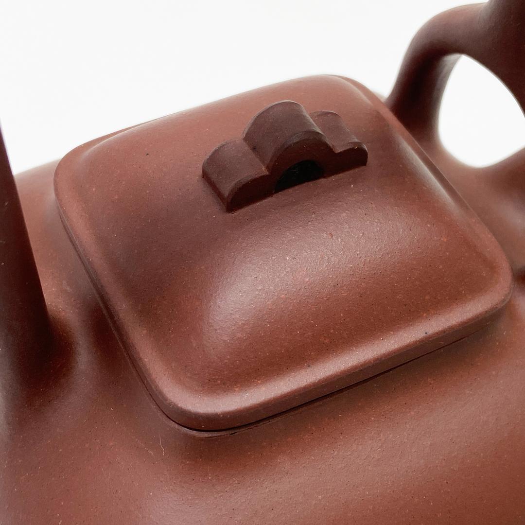 中國宜興 婉芬 朱泥紫砂 蓋内在銘 提梁 急須 茶器 陶器工芸 茶道具