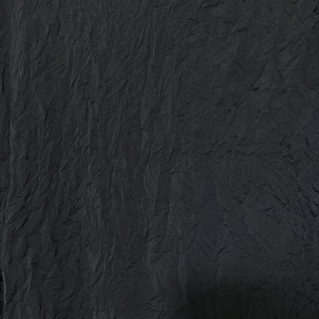 イッセイミヤケ 長袖 シースルー トップス シワ加工 ハイネック ブラック 黒