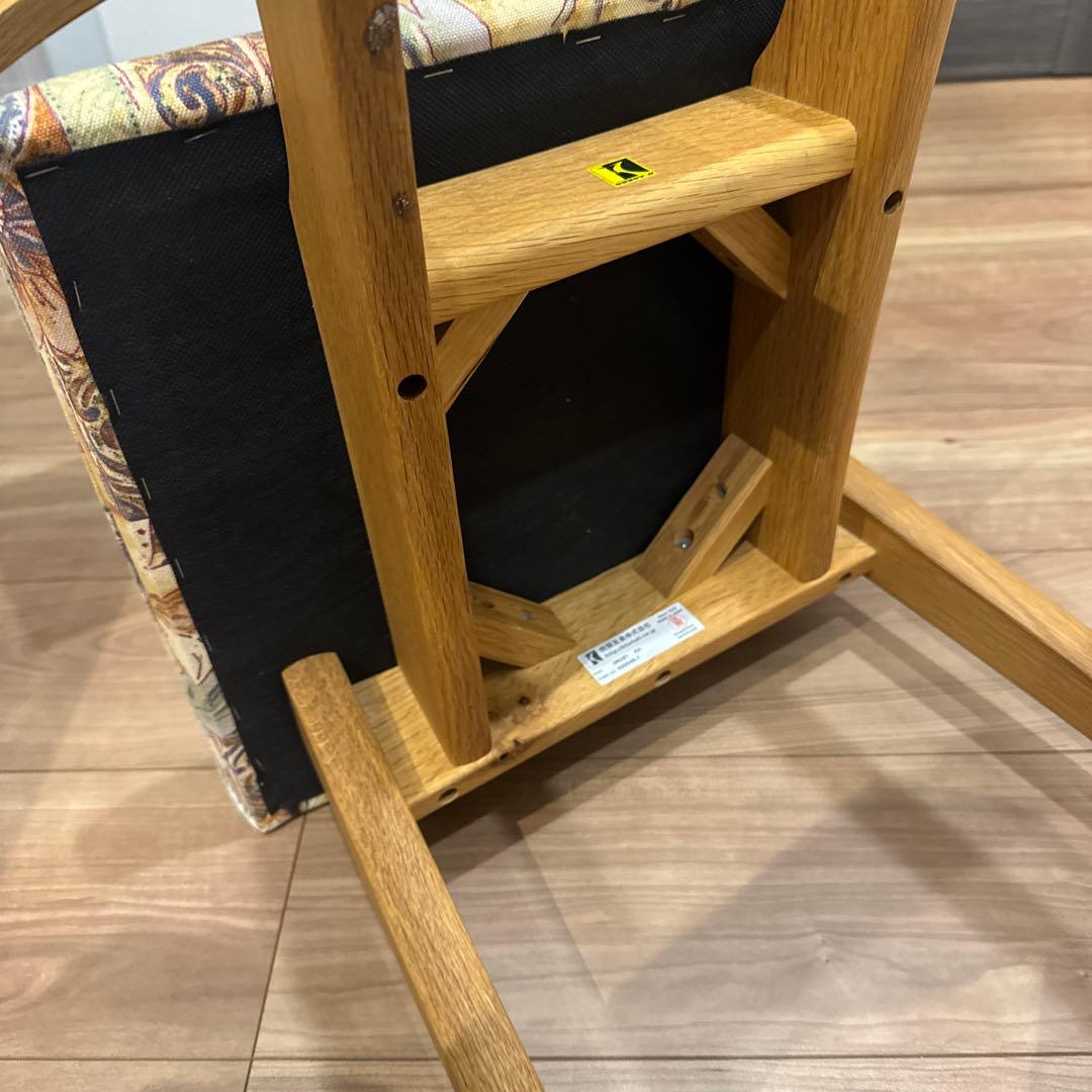 ナチュラルウッド バースツール 花柄クッション　飛騨産業