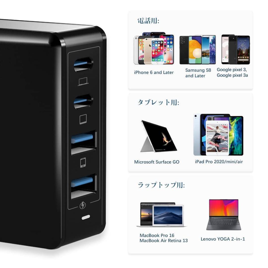 超小型 急速充電器 Type-Cケーブル付属 幅広い互換性