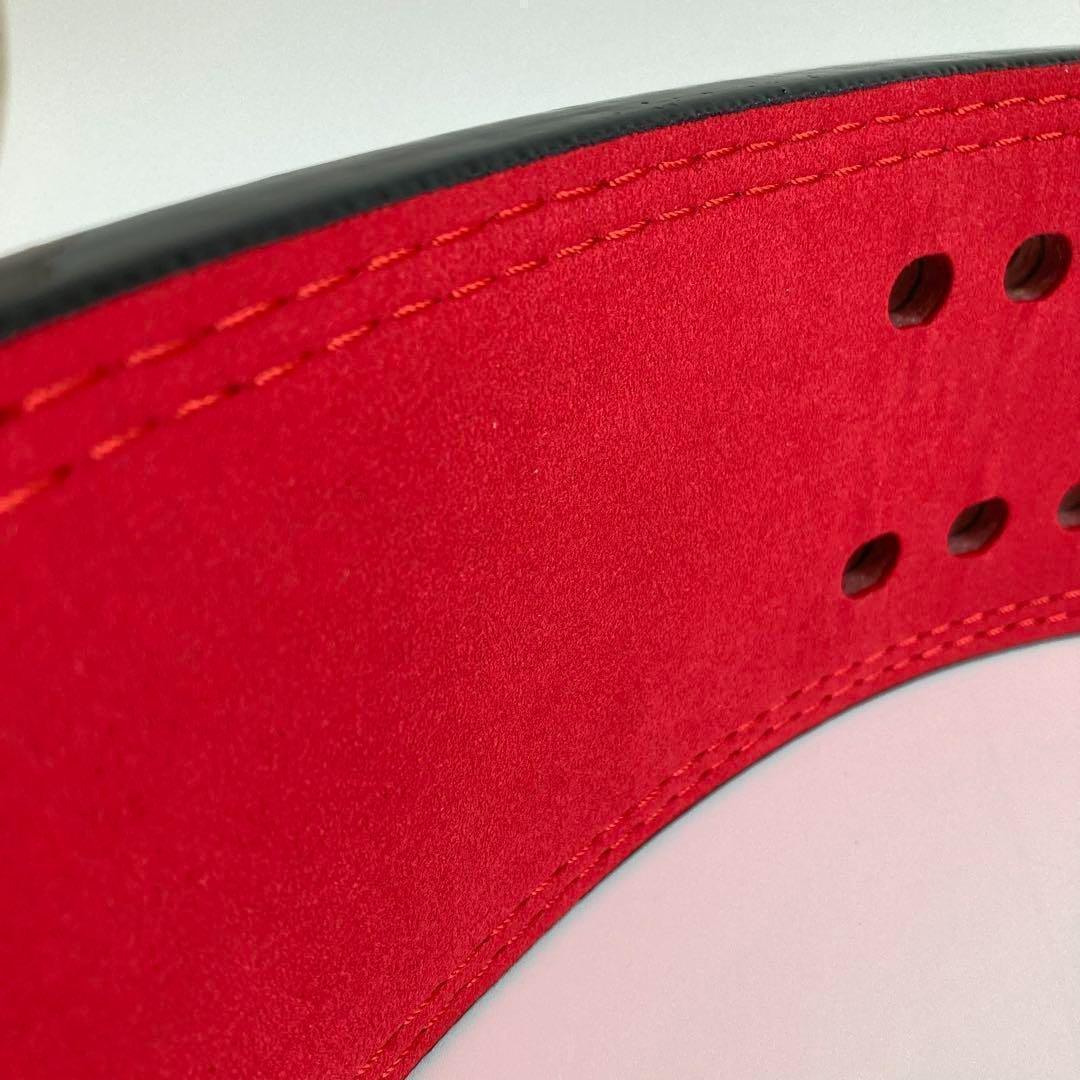 【B級品】 パワーベルト レバーアクション 本革 黒赤ベルト 可変式 銀バックル