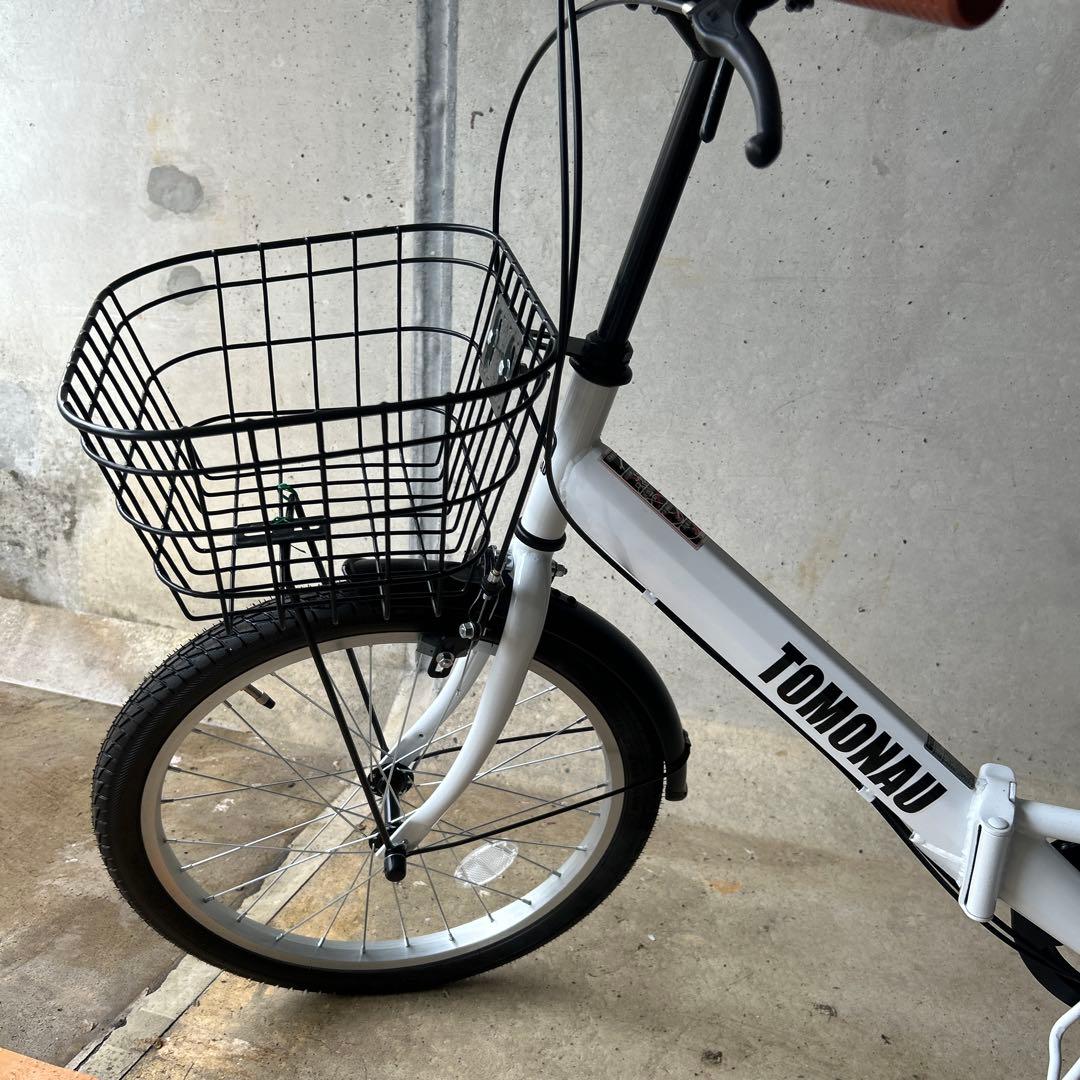 20インチTOMONAU 折りたたみ自転車 前カゴ付き、シマノ製品、新品未使用